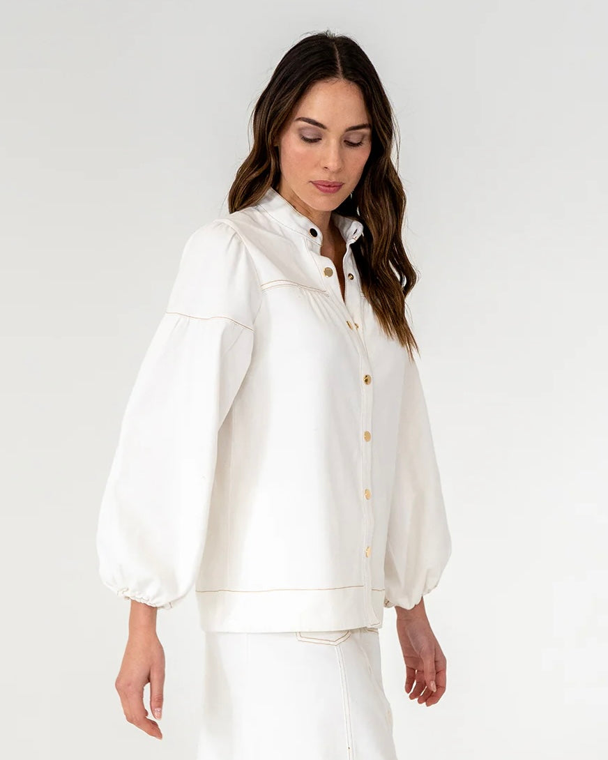 Elms and King Berkeley Bluse Kreide-Denim
