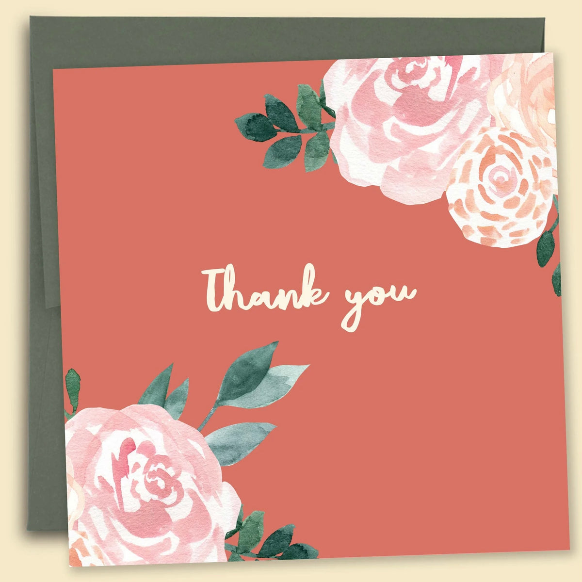 Thank You Peach Floral Card