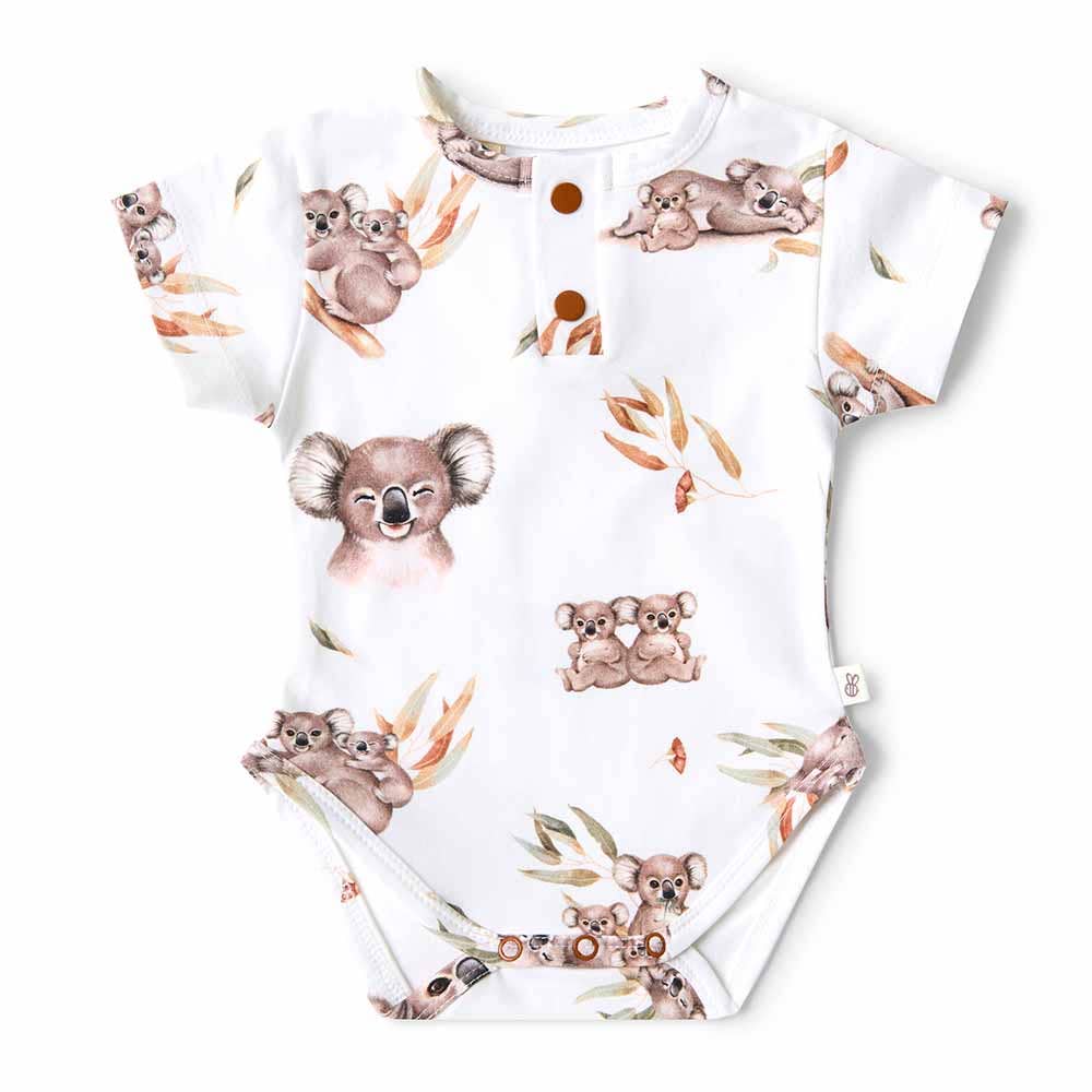 Koala Short Sleeve Organic Bodysuit: Newborn (0000)
