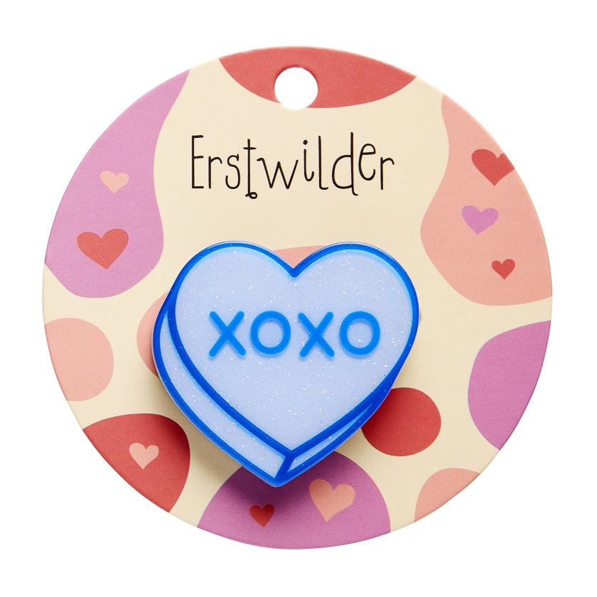 Erstwilder Candy Heart Simplified Mini Brooch - Blue