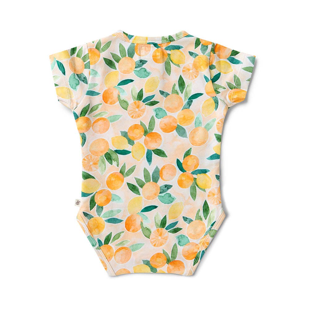 Sunny Citrus Short Sleeve Organic Bodysuit: 6-12 Months (0)