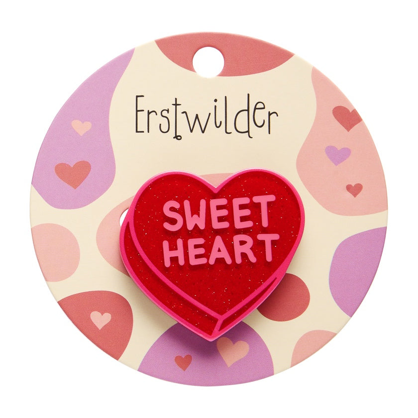 Erstwilder Candy Heart Simplified Mini Brooch - Red