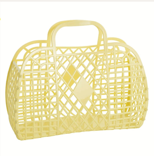 Sunjellies Yellow Large Retro Basket