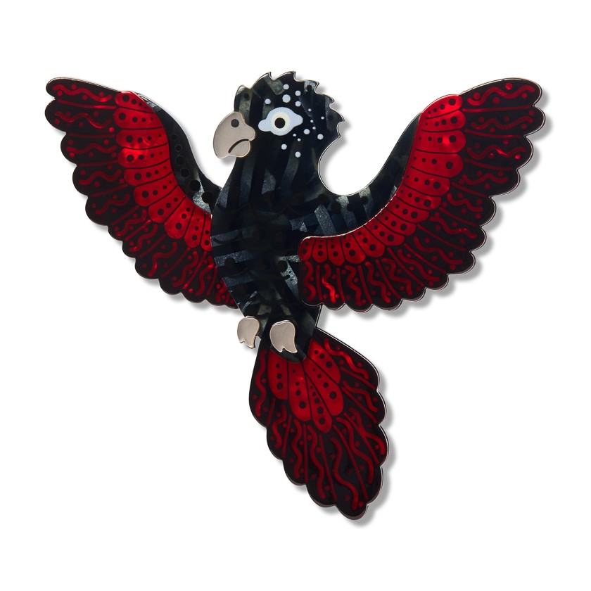 Brooke Sutton Kurri Kurri Marrpu (Red-Tailed Black Cockatoo)  Brooch