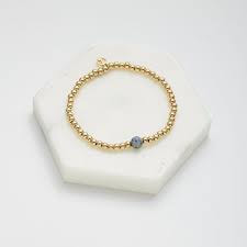 Gold Bead Bracelet - Navy 6505