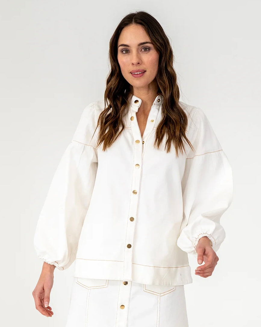 Elms and King Berkeley Bluse Kreide-Denim