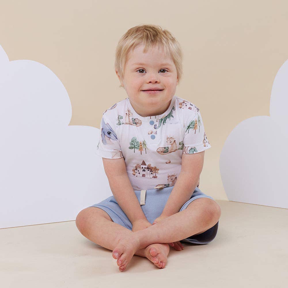 Dragon Short Sleeve Organic Bodysuit: 3-6 Months (00)