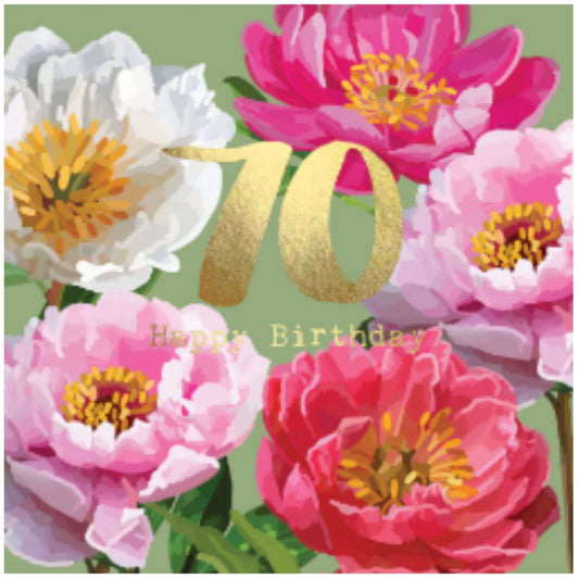 Sarah Kelleher 70th Birthday Peonies Card