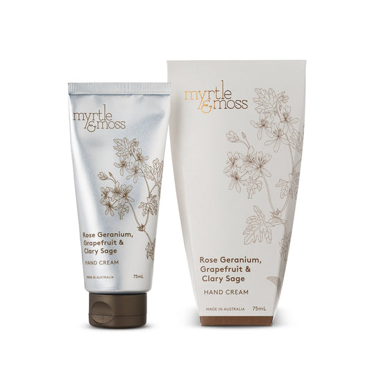 Myrtle and Moss Hand Cream Rose Geranium, Grapefruit and Clary Sage