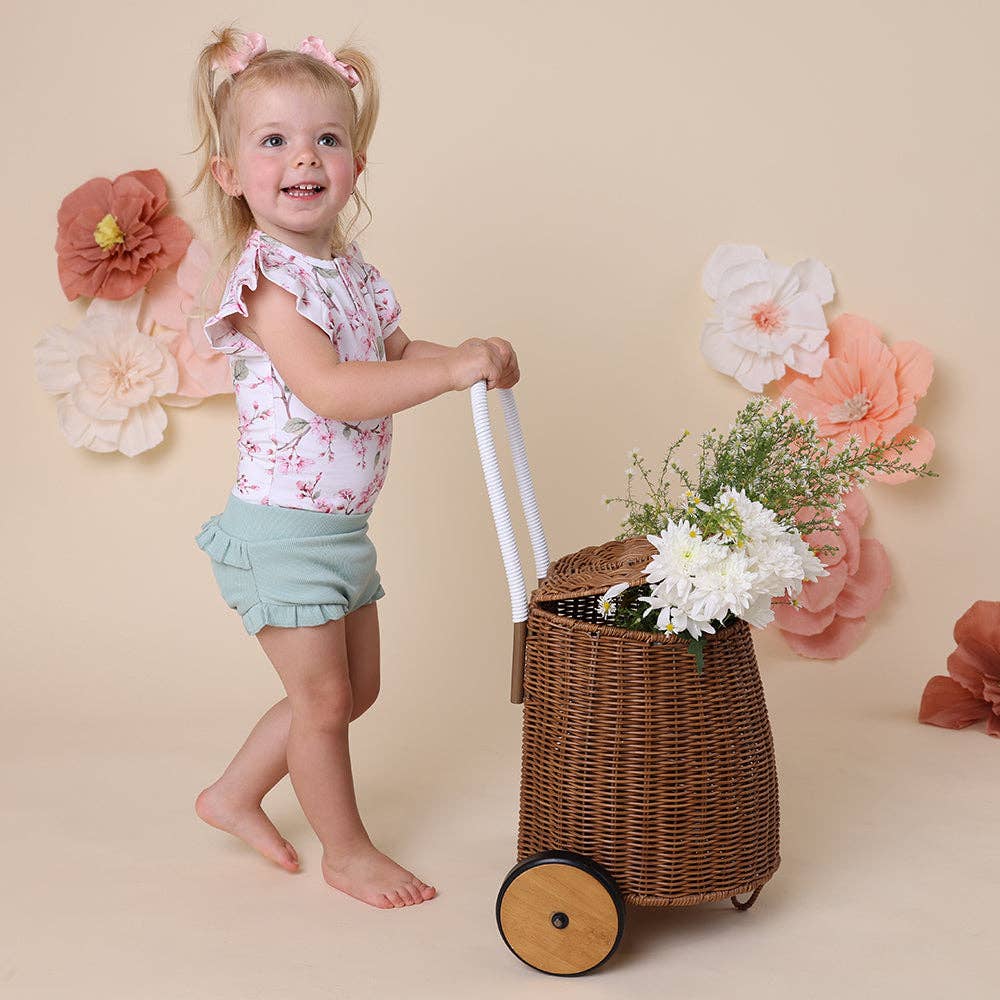 Cherry Blossom Short Sleeve Organic Bodysuit with Frill Newborn 0000