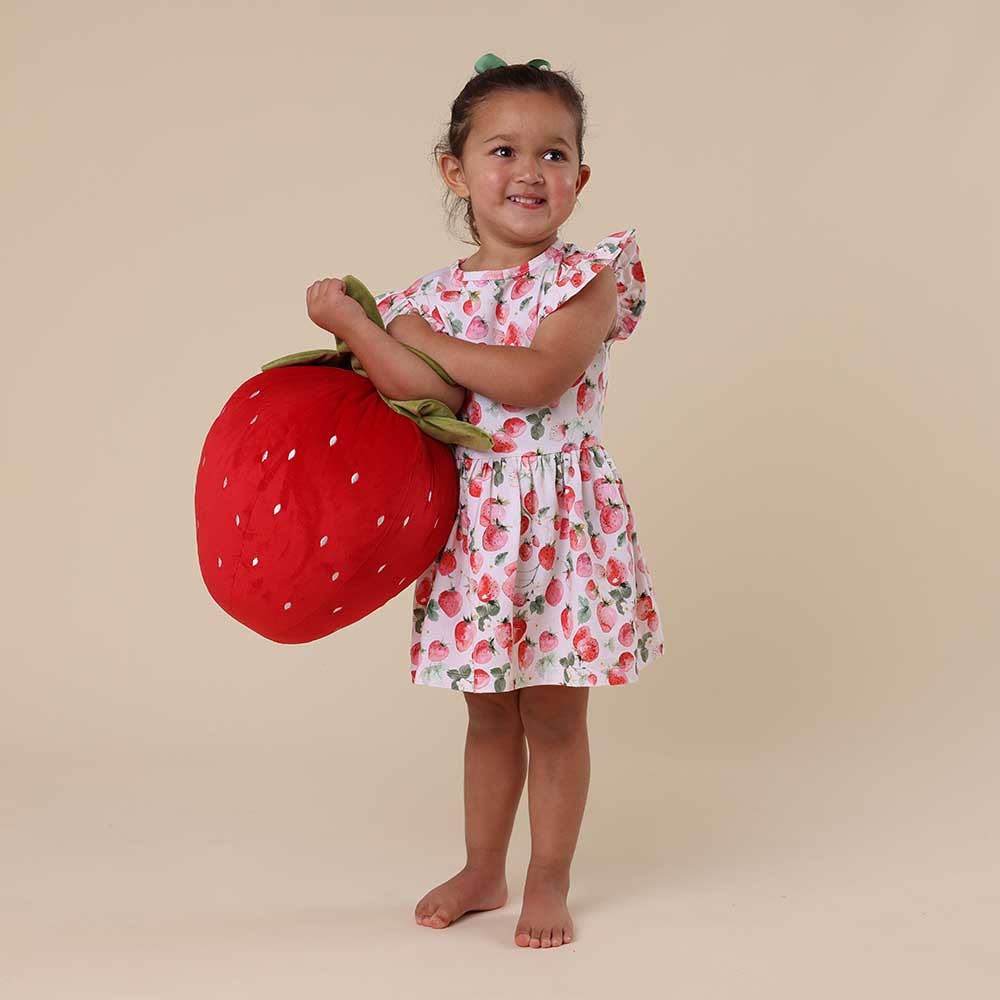 Strawberry Short Sleeve Organic Dress: Size 5