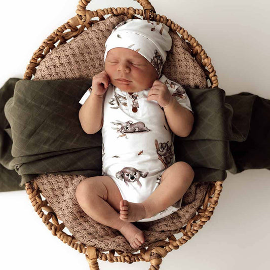 Koala Short Sleeve Organic Bodysuit: Newborn (0000)