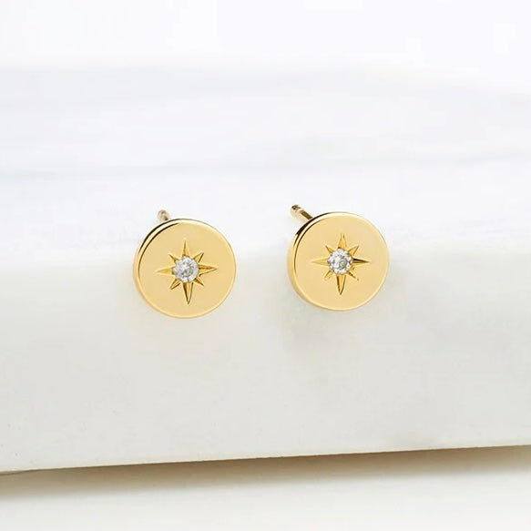 Kristall Disk Ohrstecker Gold 7193
