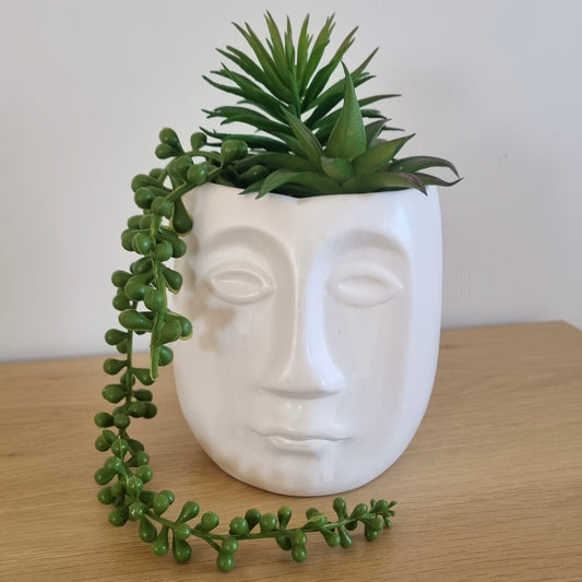 Ceramic Head Planter White Contemplation