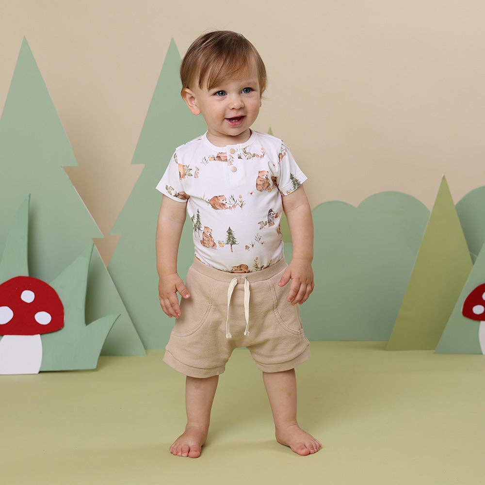Bears Short Sleeve Organic Bodysuit: 0-3 Months (000)