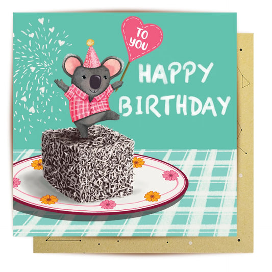 Lamington Koala Happy Birthday Card