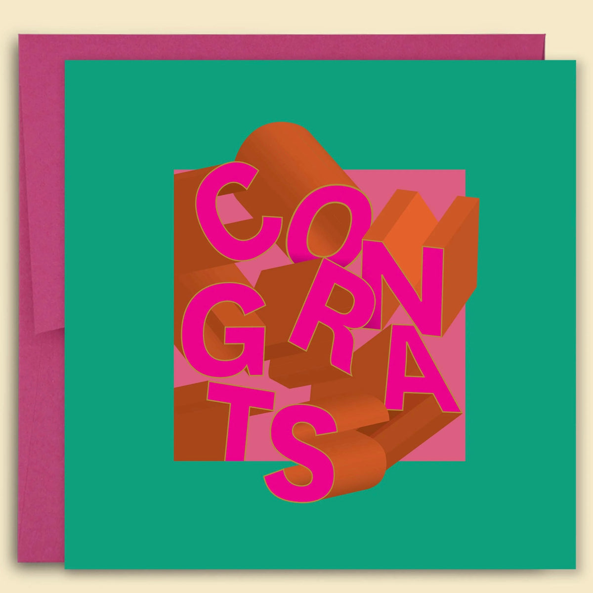 Dimensional Congrats Hot Pink Card