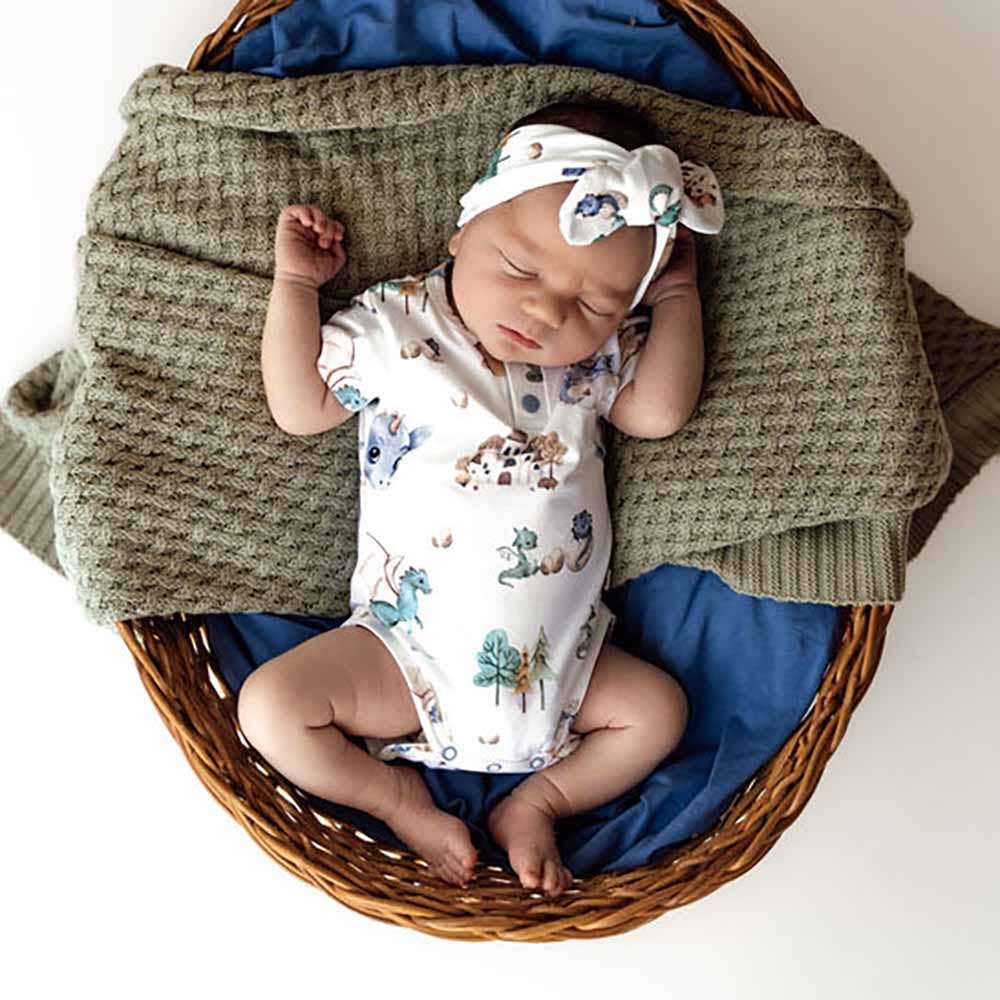 Dragon Short Sleeve Organic Bodysuit: 3-6 Months (00)