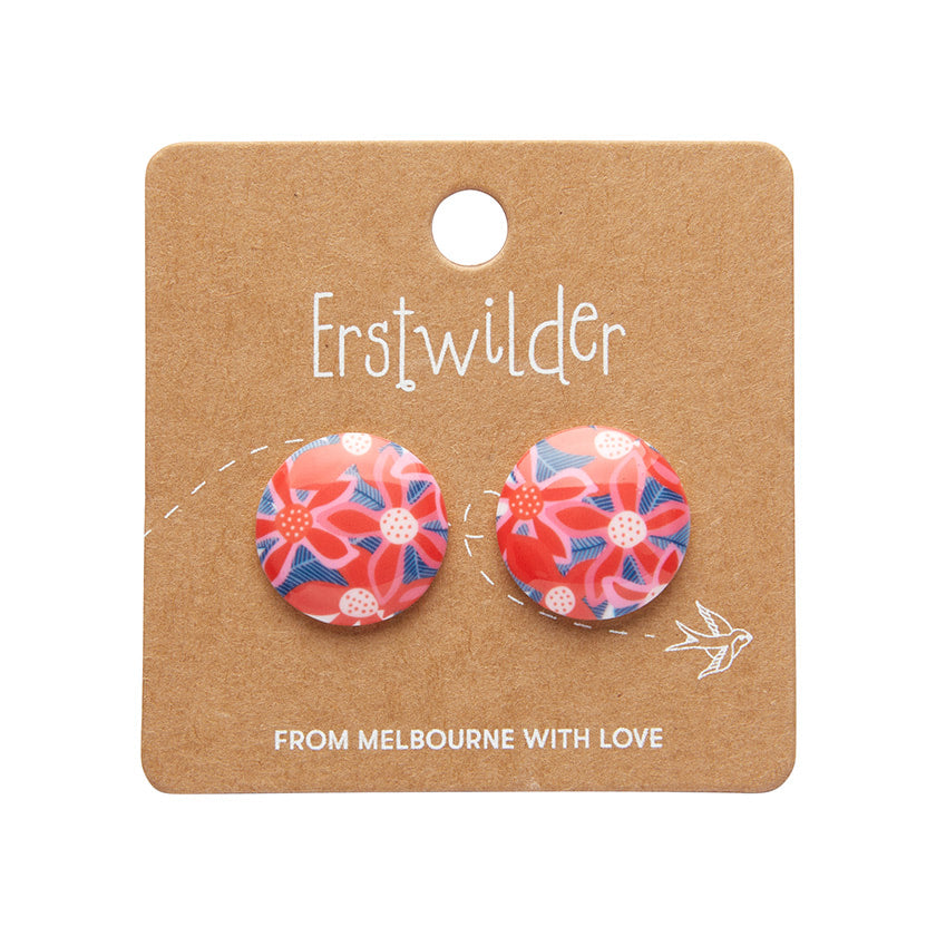 Christmas Bush Round Stud Earrings