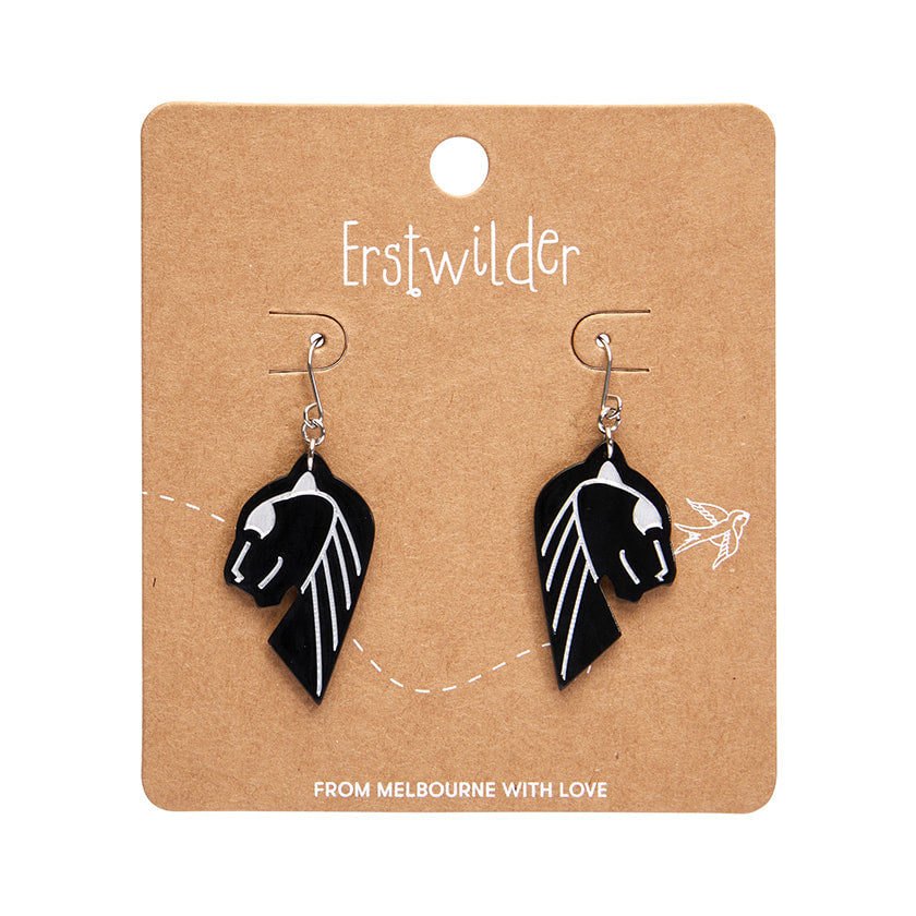 Jaguar Black Drop Earrings - Silver