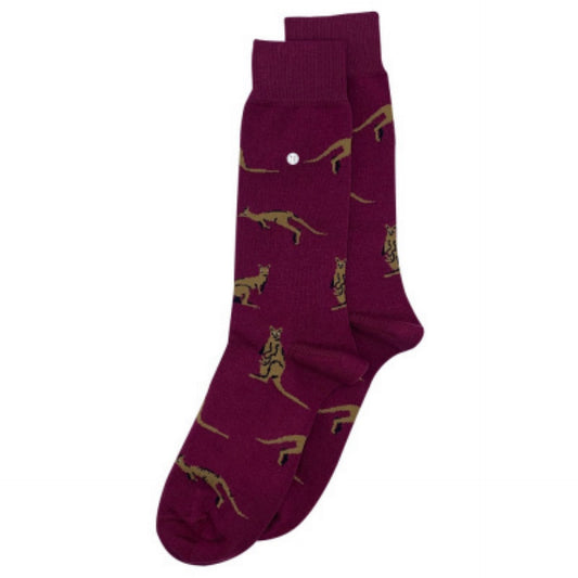 Alfredo Gonzales Kangaroo Bordeaux Brown Socks - Medium