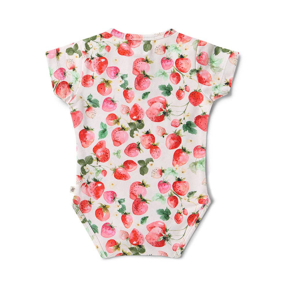 Strawberry Short Sleeve Organic Bodysuit: 0-3 Months (000)