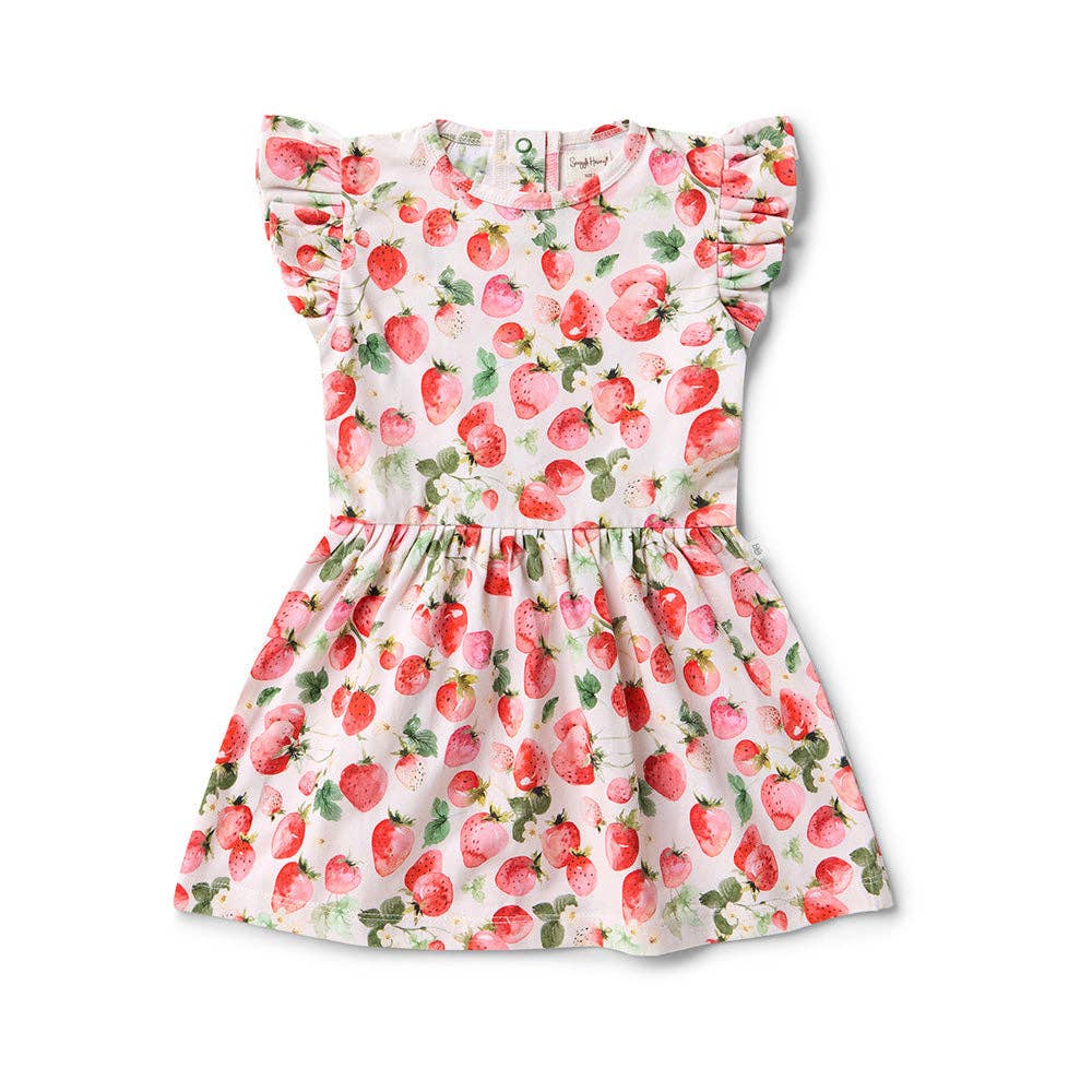 Erdbeer Kurzarmanzug Bio-Kleid: Größe 6