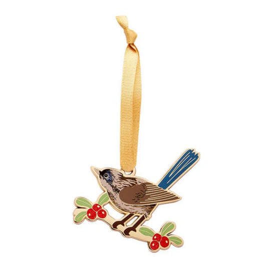 Erstwilder Holly Wagtail Enamel Tree Ornament