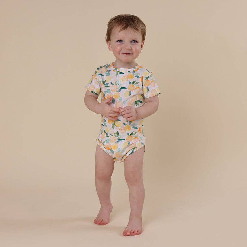 Sunny Citrus Short Sleeve Organic Bodysuit: 0-3 Months (000)
