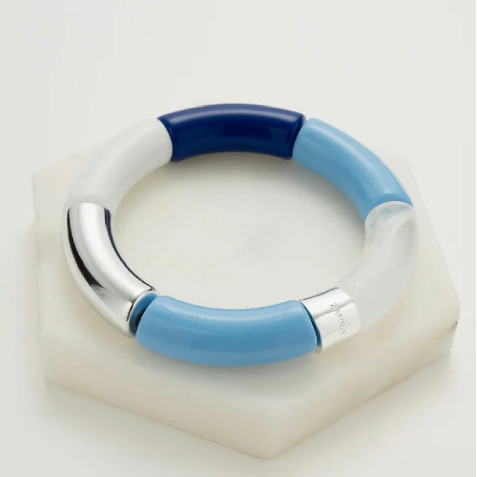 Tube Bangle Blue/Silver