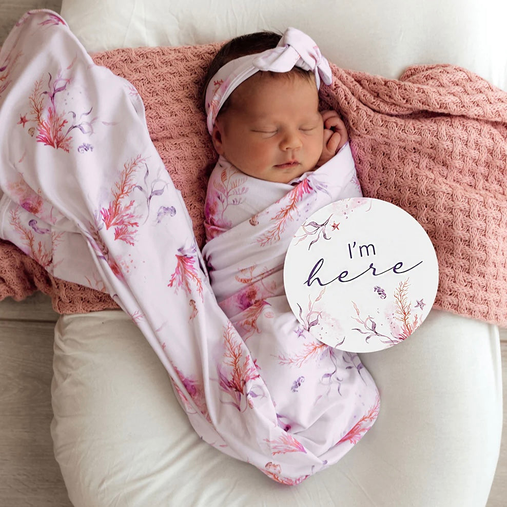 Coral Organic Jersey Wrap & Topknot Set