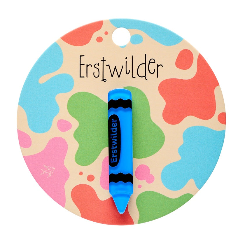 Erstwilder Crayon Simplified Mini Brooch Blue