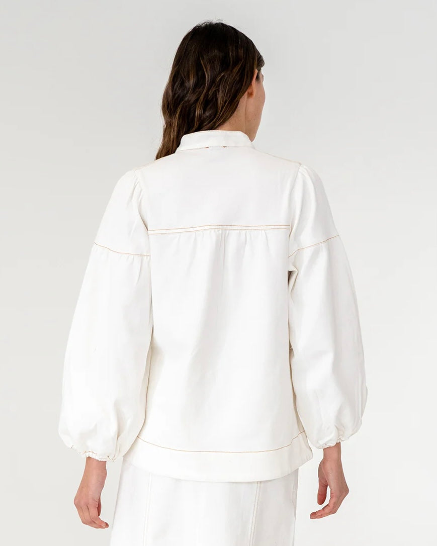 Elms and King Berkeley Bluse Kreide-Denim
